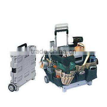 folding shopping cart with tool bag.