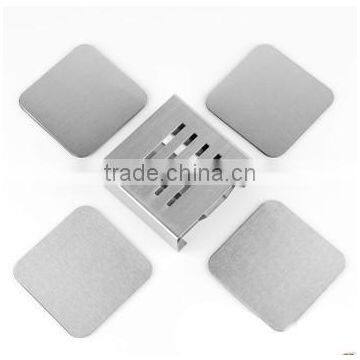 Stainless Steel Coaster 10cm Round Placemats Heat Insulation Coffee Pads Cup Mats With a Holder