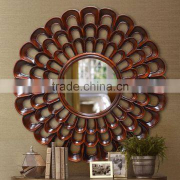 Mirror Decoration ROUND DONNET walnut mahogany wood furniture