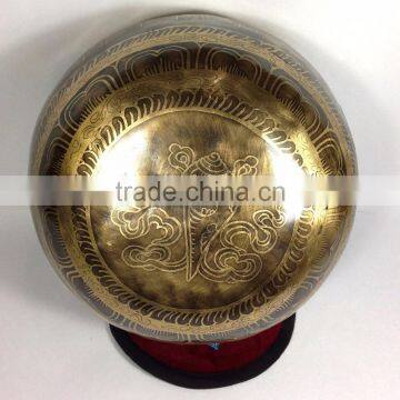 Blessing Buddha Carved Om Mane Padme Hum Tibetan Handmade Singing Bowl photo-3