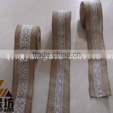 Nature Burlap Ribbon Wth Lace