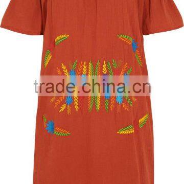 Mexican Women Summer Boho Off-The-Shoulder Colorful Embroidery Patch Crinkled Cotton Mini Names Of Girls Dresses HSD5858 photo-5