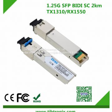 1.25Gb/s 3Km SC BiDi SFP Transceiver  Fiber Optical Transmitter and Receiver  Single SC, 1310nm Tx/1550nm SM Single-mode