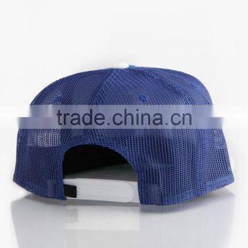 Flat Brim Blue Custom Mesh Snapback Hat photo-2