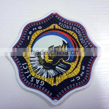 2016 china high quality custom cheap woven patch with iron on backing