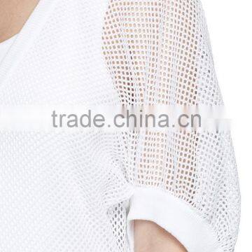 Korea Style Fashion Design Lady Custom Bell Sleeve Mesh Knit Sweater photo-5