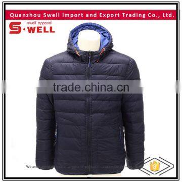 Ultra thin simple model winter mens nylon quilted jacket