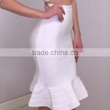 5 Colors Hot Sell New Fashion Khika Ruffles Knee Length Bandage Skirts Club Wear Fishtail Skirt Wholesale photo-3