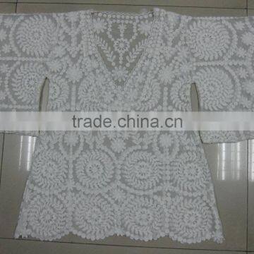 Latest Western Ladies Embroidered Lace Summer Beach Kaftan photo-3