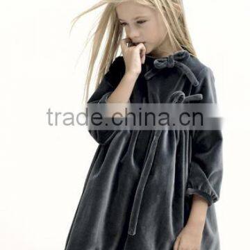 2017 children frocks designs fall and winter girls clothing velvet one piece warm dress