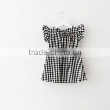 Boutique Summer Toddler Girls Dress Yellow Gingham Kids Ruffle Sleeve Design Birthday Party Dress photo-3