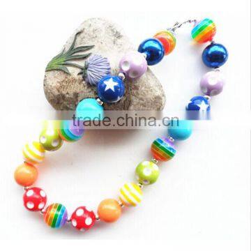 Wholesale Girl's Necklace Handmade Plastic Bead Cheap Plastic Bead Necklace for Children