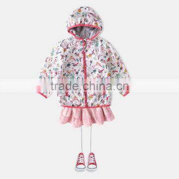 S60593B 2017 Girls Outwear Jacket Autumn Fashion Baby Girls Children Woodpecker Print Long Sleeve Hoodie Jacket Outer Coat