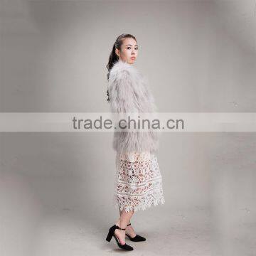 Myfur New Fashion Solid Color Luxury Knitted Raccoon Fur Coat for Women photo-3