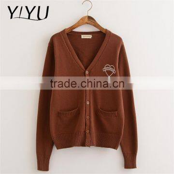 High Quality Winter Knit Cardigan Sweater Fashion Black Thick School Uniform photo-2