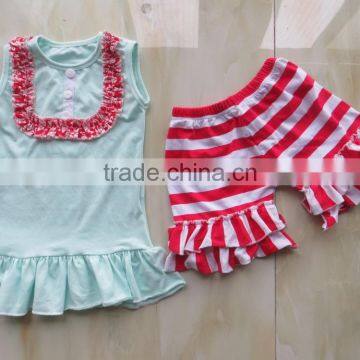 2015 Fashion Latest Cotton Little Girls Boutique Remake Clothing Sets Size 0-8T QL-321