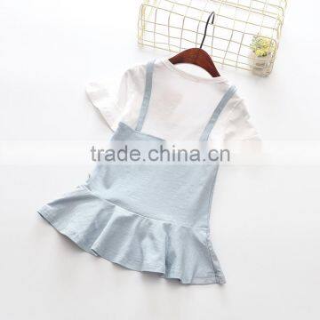 Modern Summer Plain Baby Girl Falbala Vest Suspenders Skirts photo-2