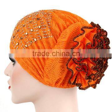 Hot Drill Head Hat With a Large Flower Plate Flower Cap India Arabian Head Scarf Spot photo-5