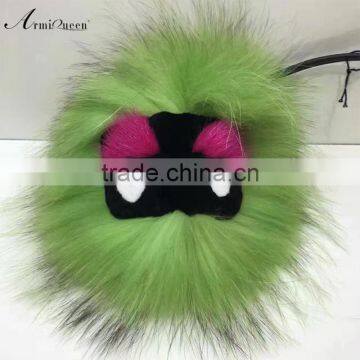 High quality fashion colorfur raccoon fur key chain accessories for bag