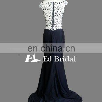 Custom Made V Neckline Cap Sleeve Beaded Black Teen Special Occasions Prom Dresses photo-5