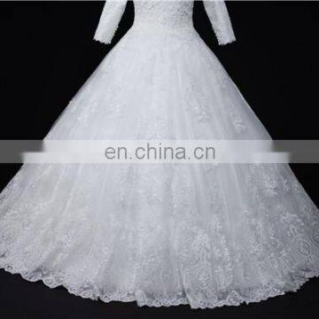 HMY-E0363 Scoop Neckline Heavily Appliqued Lace Floor Length Muslim Long Sleeve Wedding Gown 2016 photo-3