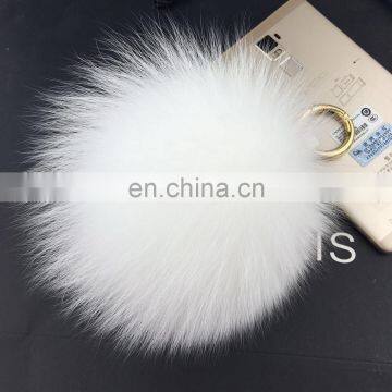 Extra Large Olive Green Arctic Fox Fur Ball Key Chain for Womens Bag or Cellphone or Car