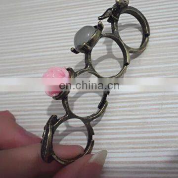 Luxuries Wedding Copper Palm Rings Rose Gold Plated CZ Zircon Ring Girls Lovers Prong Setting Rhinestones Four Fingers photo-4