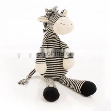 2015 new design high quality knit and stuffed doll zebra