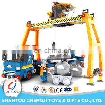 Wholesale trailer building blocks assembly intelligent diy model car toy