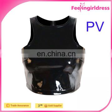 New Arrival Hot Sex Women Zipper Back Crop Top PVC Clothing