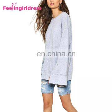 Low Moq Sweatshirt Manufacturer Blank 100% Cotton Women Crew Neck Sweatshirt photo-4