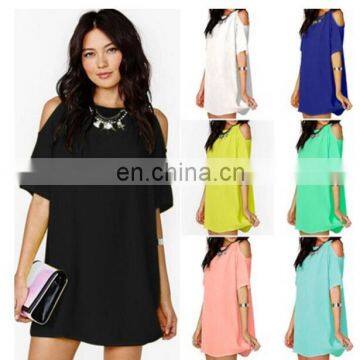 OEM Women Fashion Sexy Chiffon Blouse T-shirt Tops Casual Shirt Off shoulder Blusas Plus size Off Shoulder Latest Dress Designs