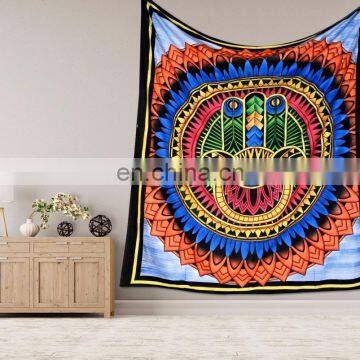 Indian Wall Hanging Hippie Hamsa Fatima Tapestry Bohemian Bedspread Dorm Decor 95"X85" Inch