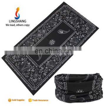 LINGSHANG fashion stock hair accessories multifunctional headwear bandana soft 100% polyester bandana