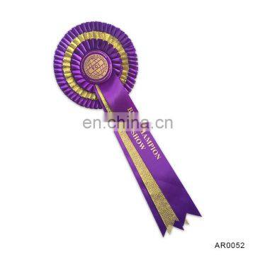 Wholesale Printed Custom Logo Award Ribbon Rosette Horse Ribbon For Horse Race