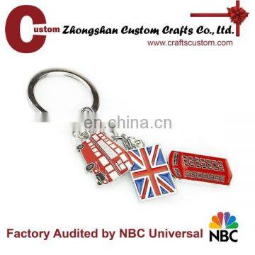 London bus and flag metal enamel key chain