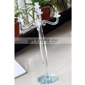Set of Crystal Candle Holders 5 Arms Glass Candle Flame Protectors Candlestick photo-4
