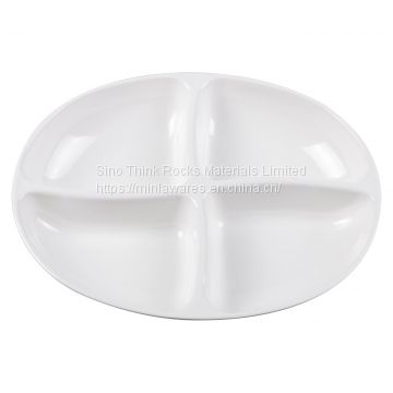 Hot selling plastic Oval melamine Four -Section dinner plate Restaurant plate