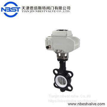 DN25-DN600 D971F Carbon steel motorized wafer type butterfly valve with electric actuator