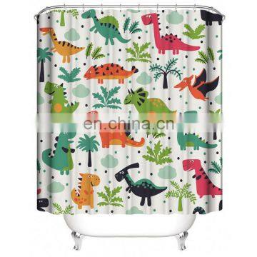 I@home Wholesale Kids Bathroom Cartoon Dinosaurs Printed Shower Curtain Sets With Rugs 4 Pieces
