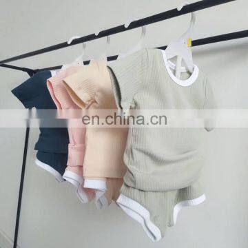 Short Sleeves Organic Cotton Ribbed Baby Pyjama Set Cozy Two Piece Set photo-5