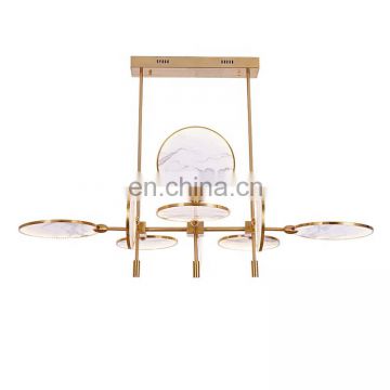 Classic chandelier with white fabric shade adjustable metal brass pendant lamp