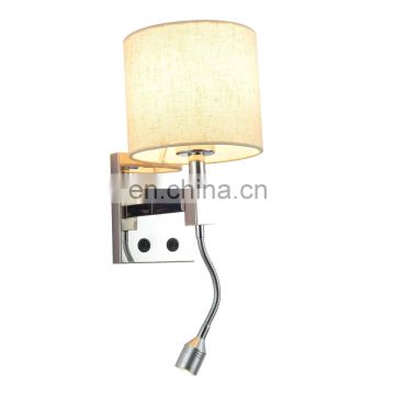 Modern minimalist warm bedroom bedside wall lamp led creative hotel room with switch stainless steel wall lamp