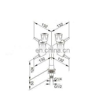 Quadruple Lab Gas Fittings(with Pressure Gauge)