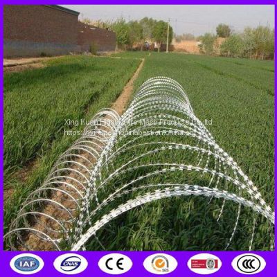 600mm 10 mtrs length Galvanized Steel Razor Barbed Wire Mesh Crossed Loop