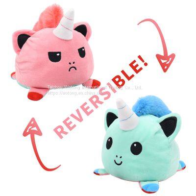 Stuffed Double-sided Flip Animal Plush Toy 15cm Reversible Color Unicorn Turtle Cat Doll Gifts for Children photo-3