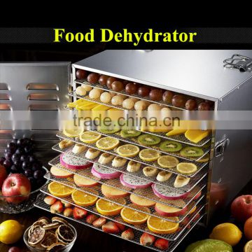 Stainless steel electric fruit dryer with 10 trays