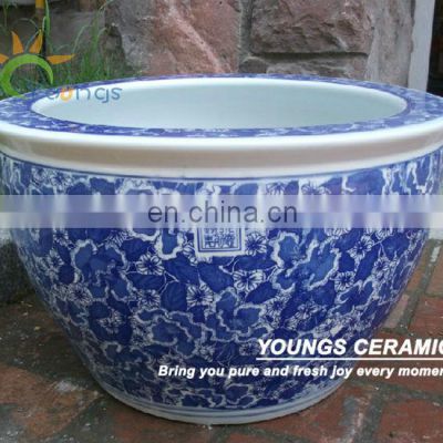 Chinoiserie style large chinese classic porcelain pot planter