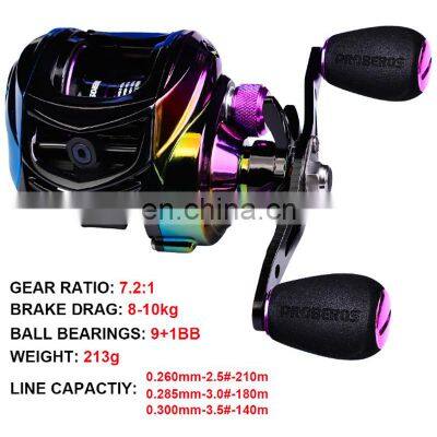 Metal Body 9+1BB Baitcaster Reel 8-10 kg Drag 7.2:1 Gear Bait Casting In Multicolor Baitcasting Fishing Reels Saltwater photo-3