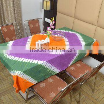 Indian Cotton Table Cloth Hand Tie and Dyed Multicolored Printed Dinning Vintage Wall Hanging Throw Bed Sheet Cover TC67